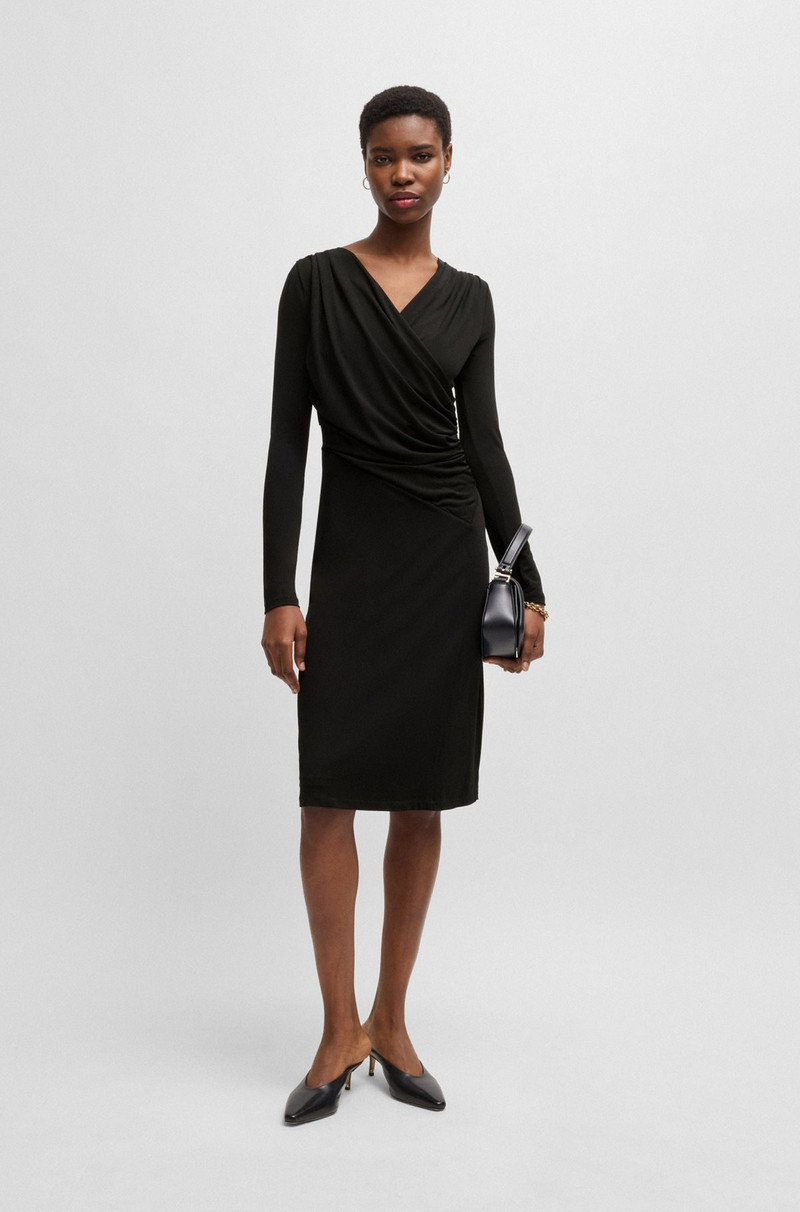 BOSS WRAP-FRONT DRESS IN STRETCH CREPE outlook