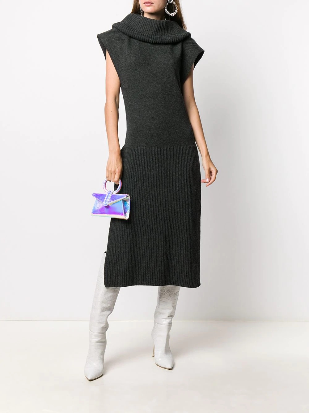 high neck knitted dress - 2