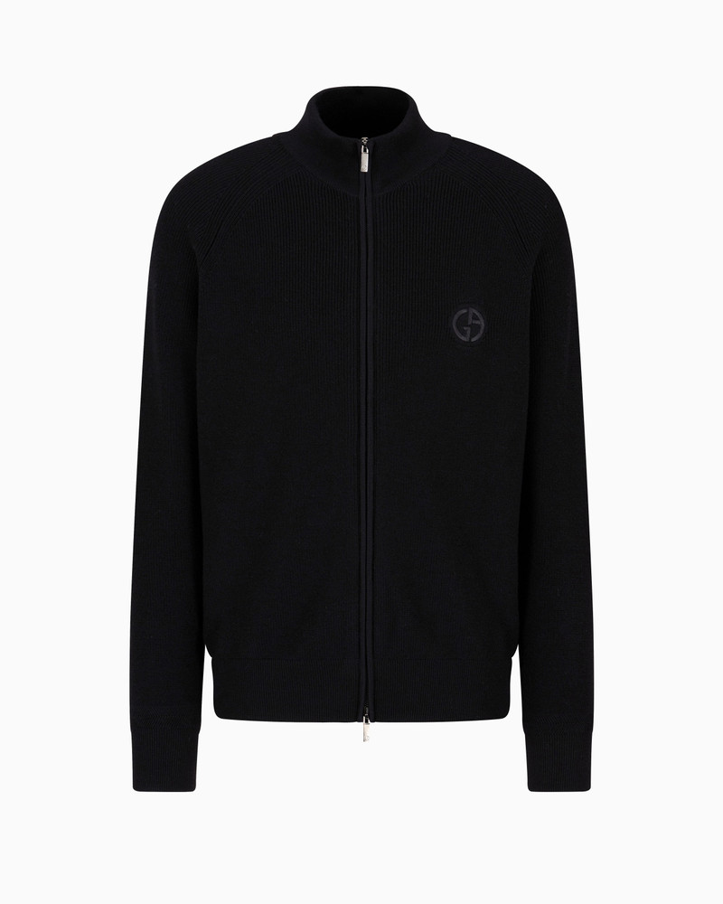 Virgin-wool, zip-up cardigan 1