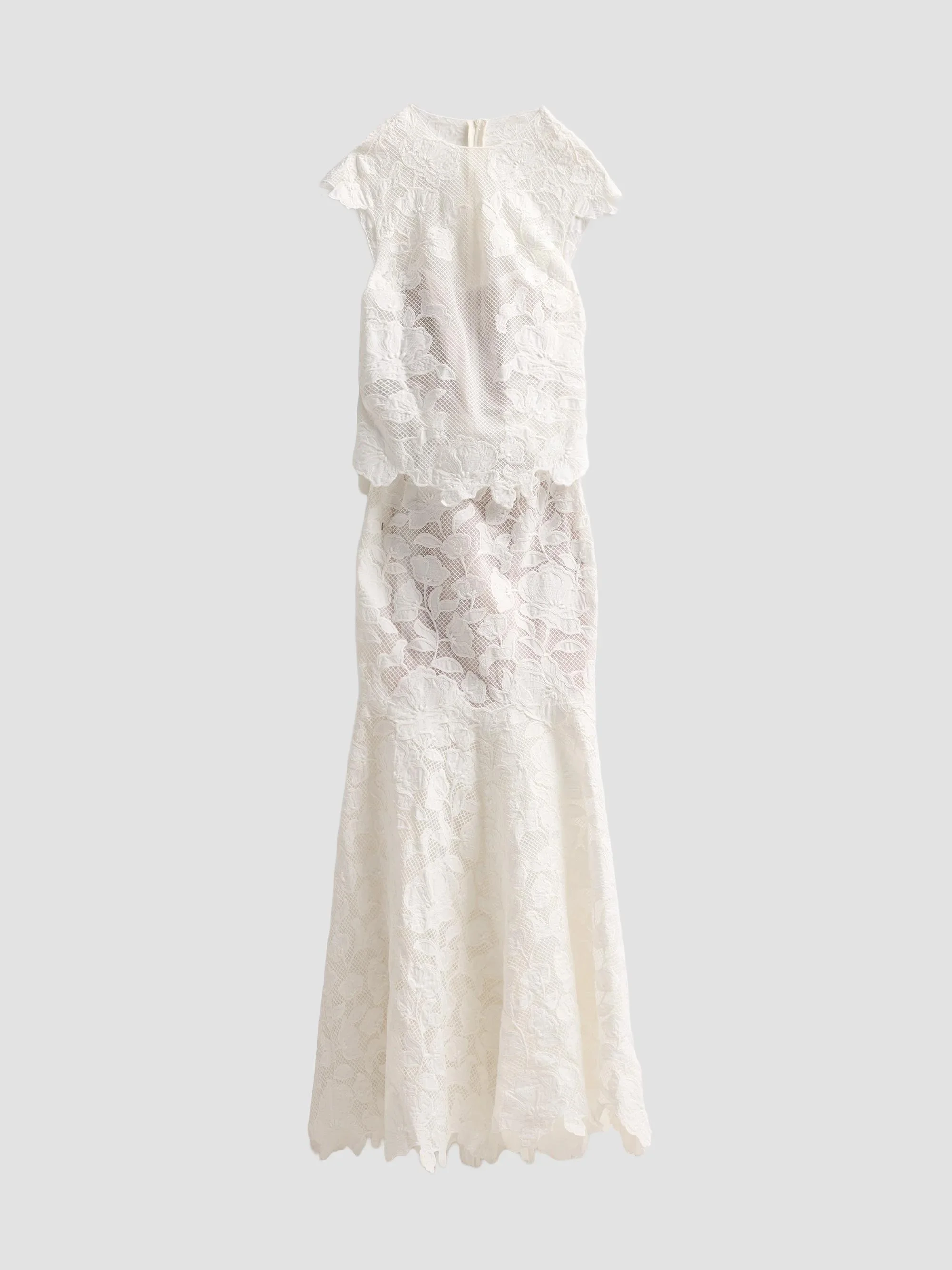 Women's Eloisa Floral-Embroidered Mesh Gown - White - 1
