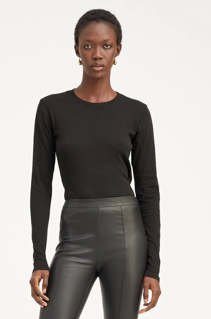 BLACK COTTON LONG SLEEVE BABY TEE - 1