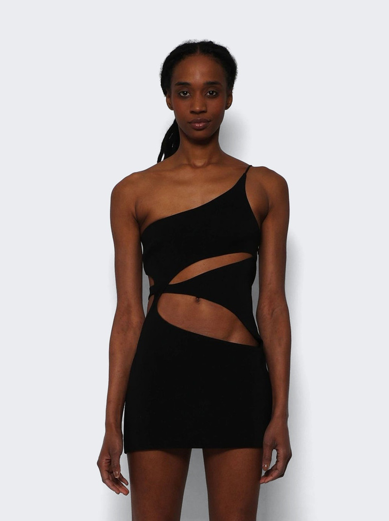 Single Strap Asymmetric Cutout Mini Dress Black 3