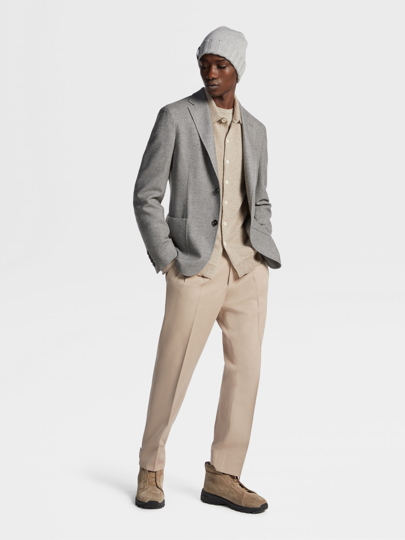 ZEGNA GREY MÉLANGE TROFEO™ CASHMERE SHIRT JACKET outlook