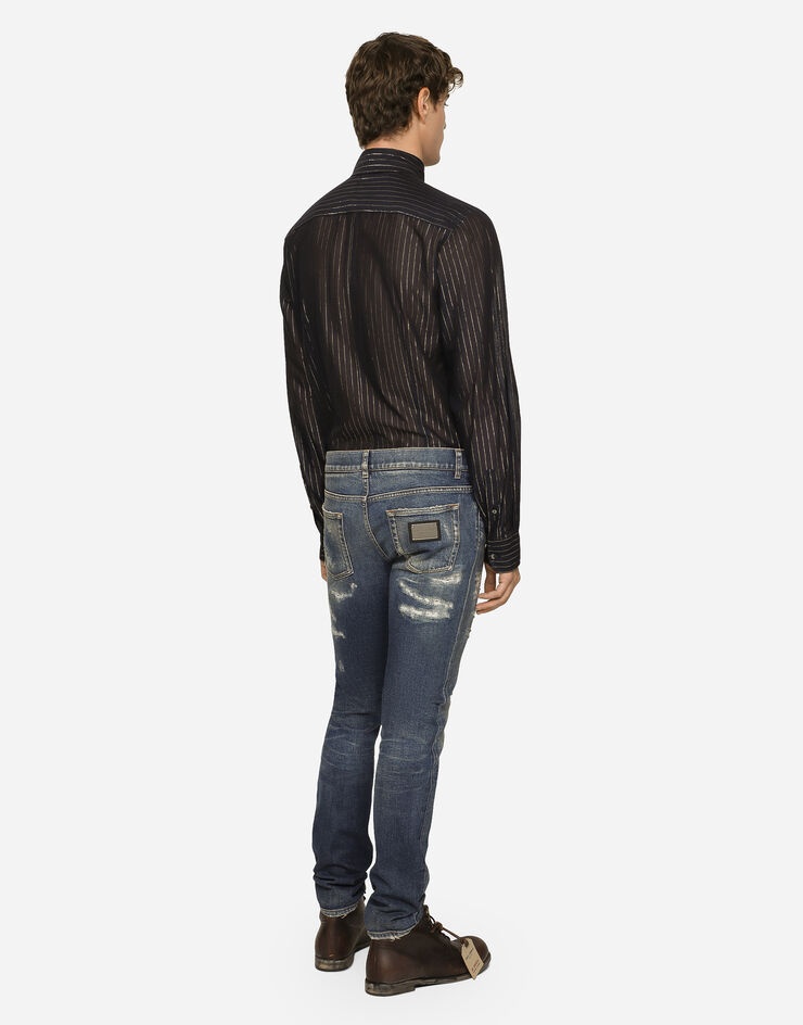 Skinny stretch denim jeans with abrasion details - 3