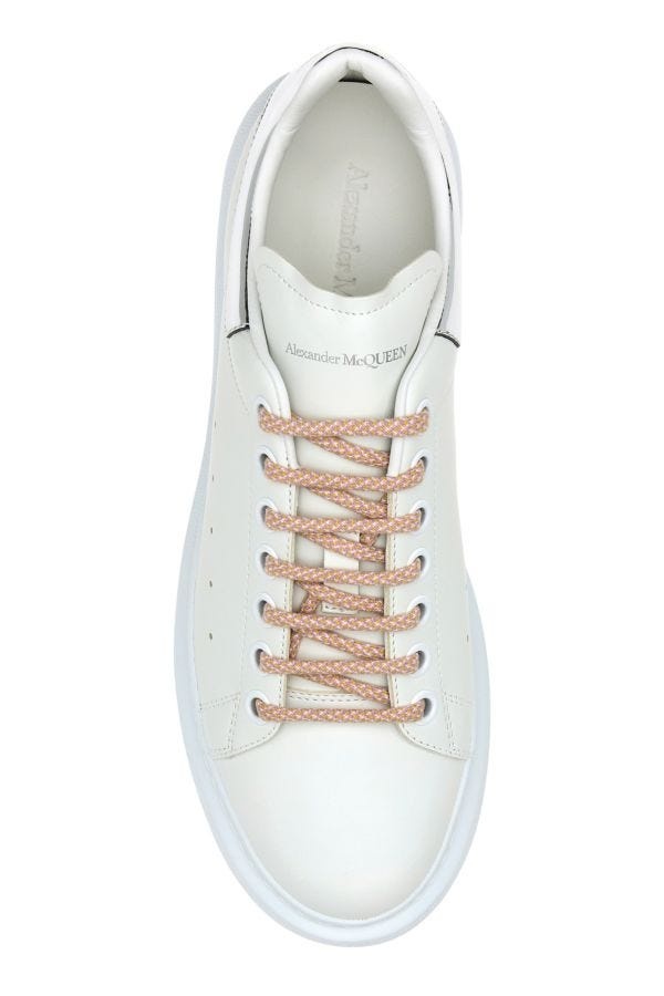 White leather sneakers with silver leather heel - 4