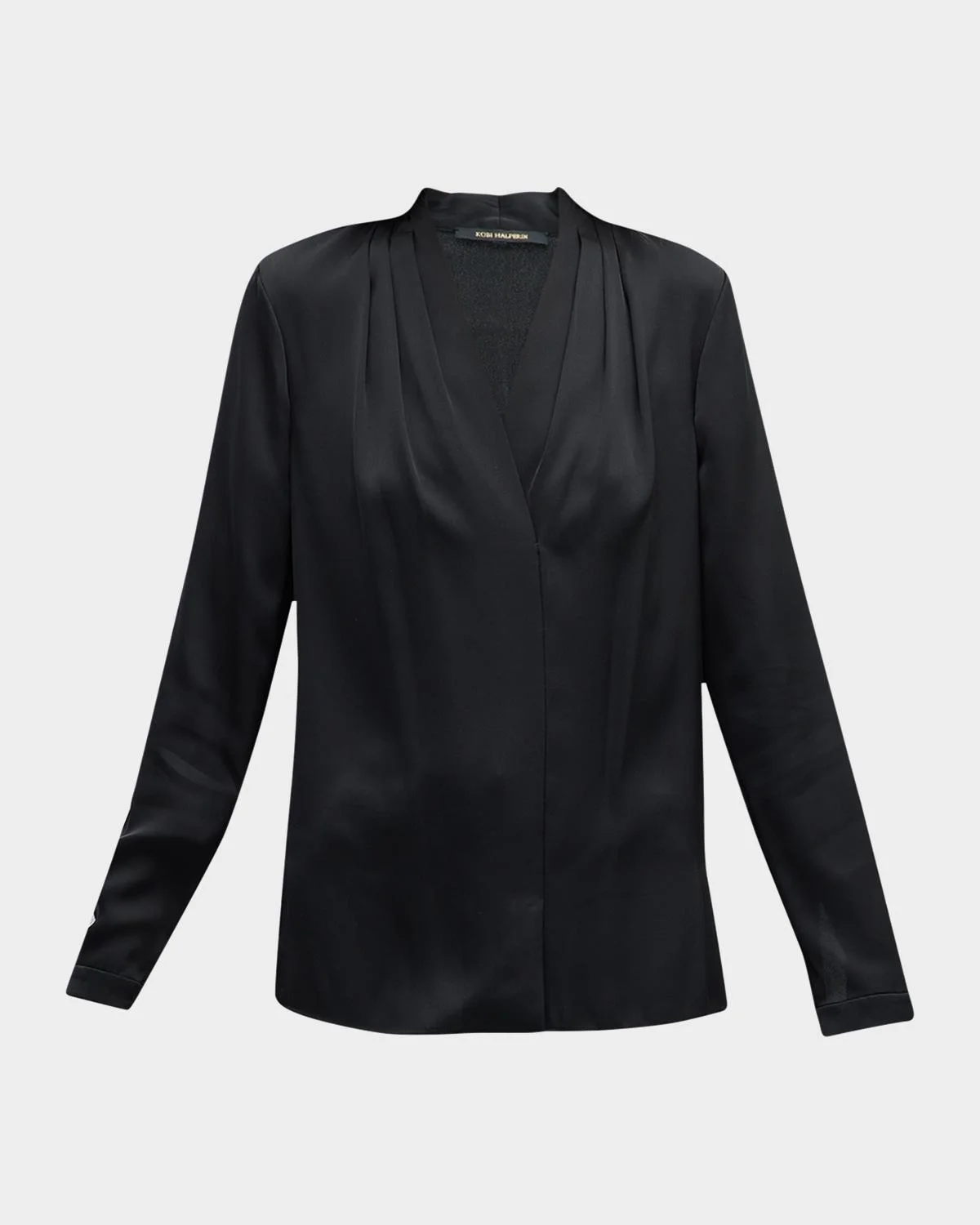 Nellie Pleated V-Neck Long-Sleeve Blouse - 1