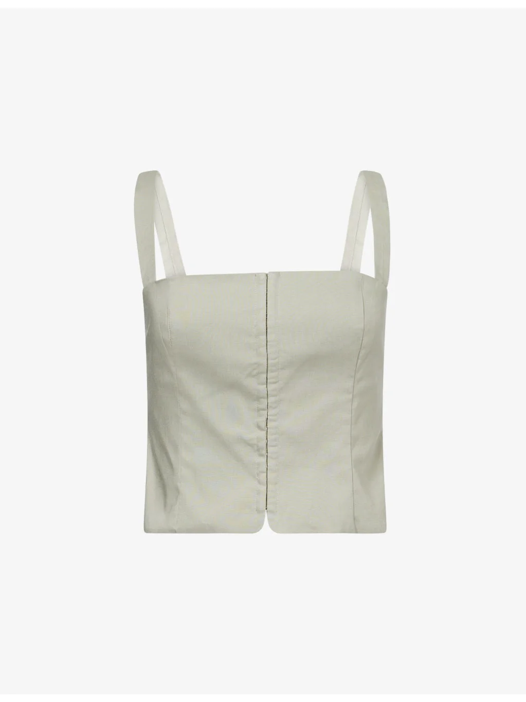 Square-Neck Linen-Blend Corset Top - 1