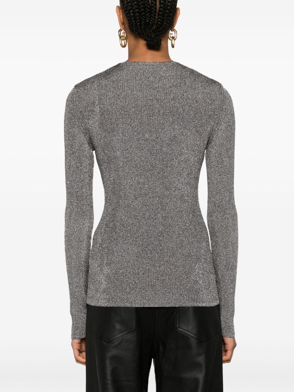 metallic ribbed-knit jumper - 4