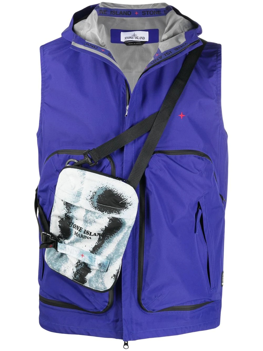 logo-embroidered hooded gilet - 1
