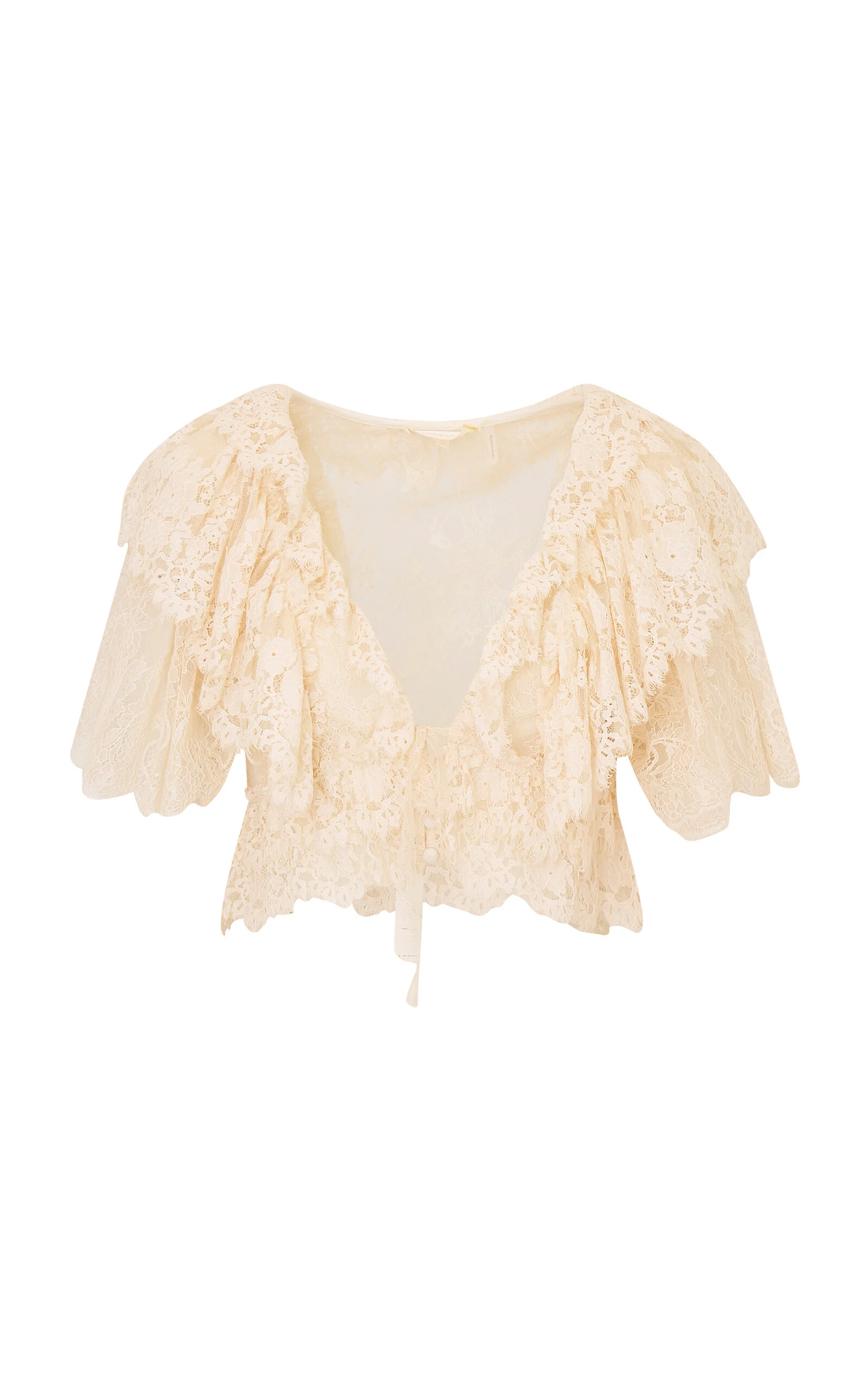 Caper Ruffled Lace Top ivory - 1