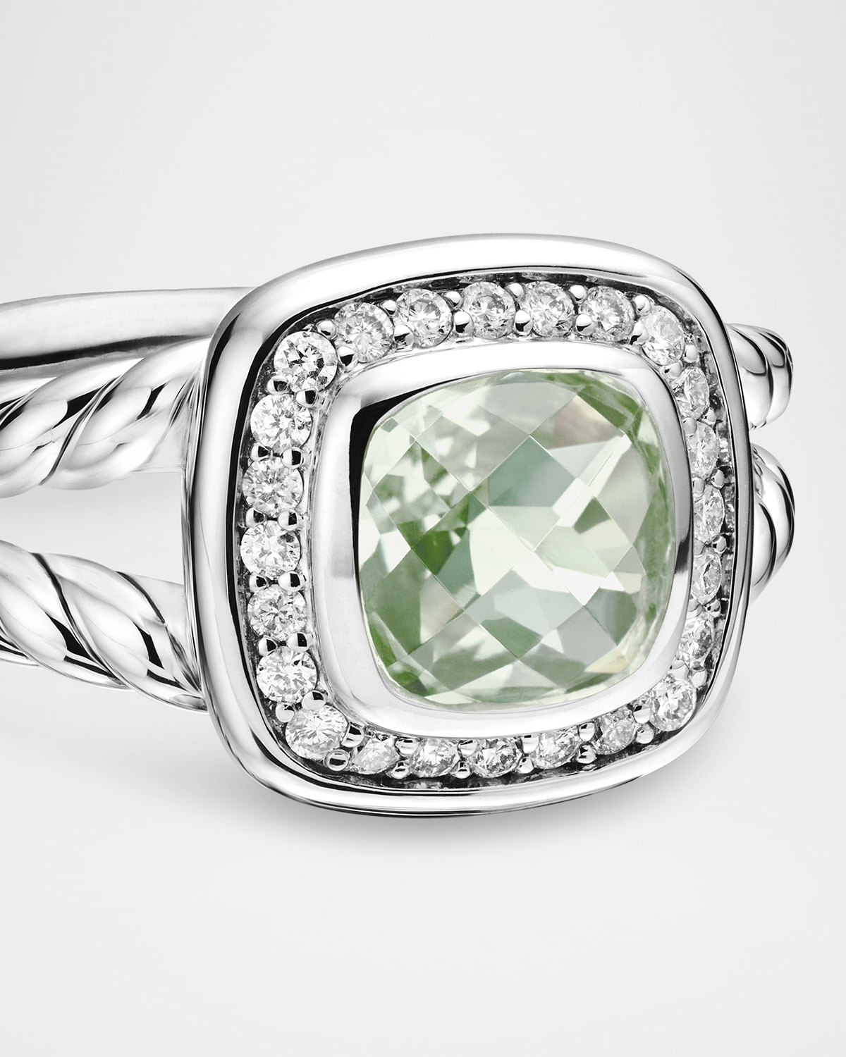 Petite Albion Ring with Gemstone and Diamonds in Silver, 7mm - 5