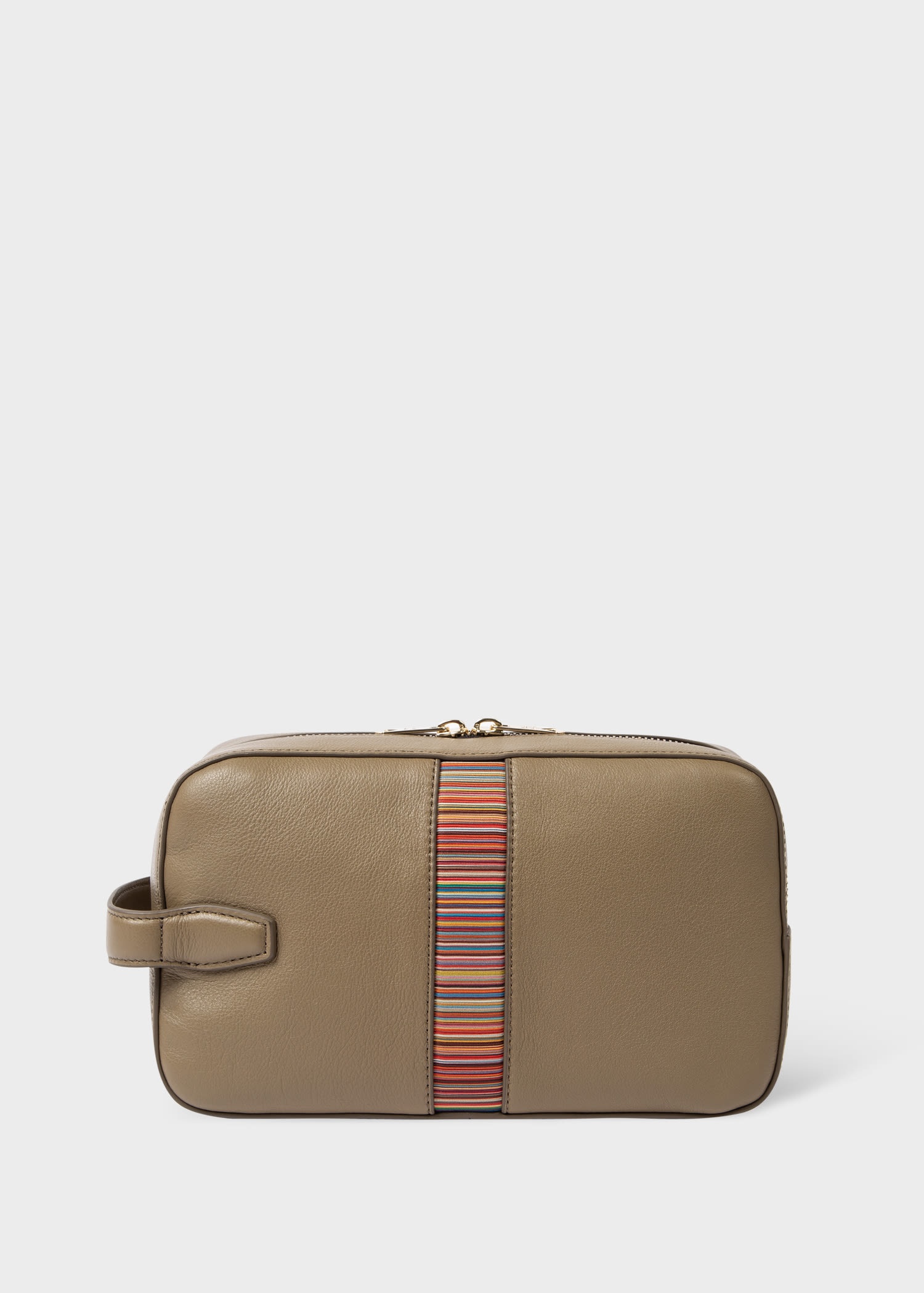 Leather 'Signature Stripe' Wash Bag - 1