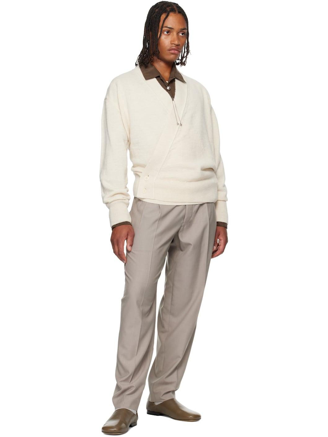 Beige Wrap Cardigan - 4