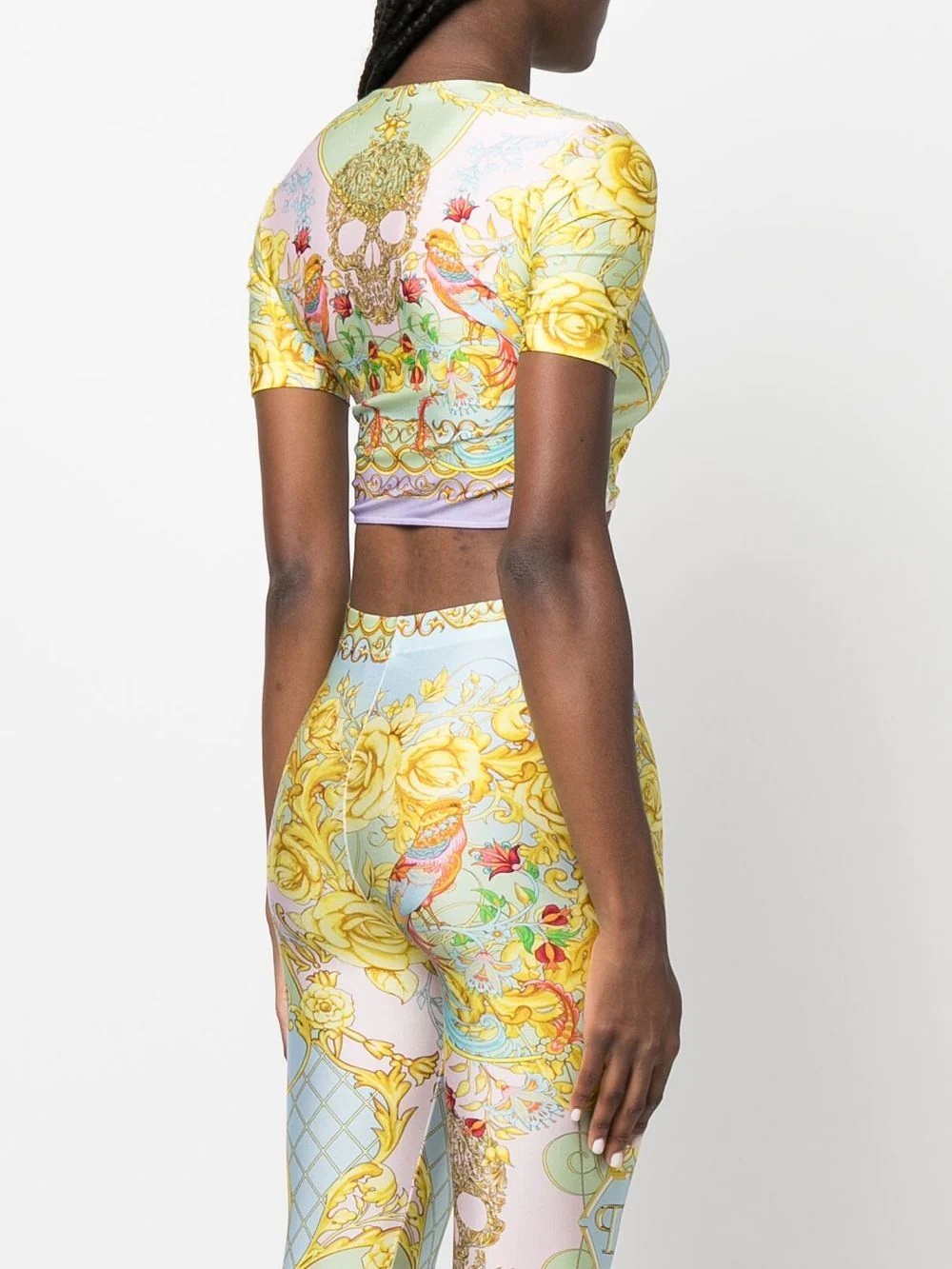 baroque-print crop-top - 4