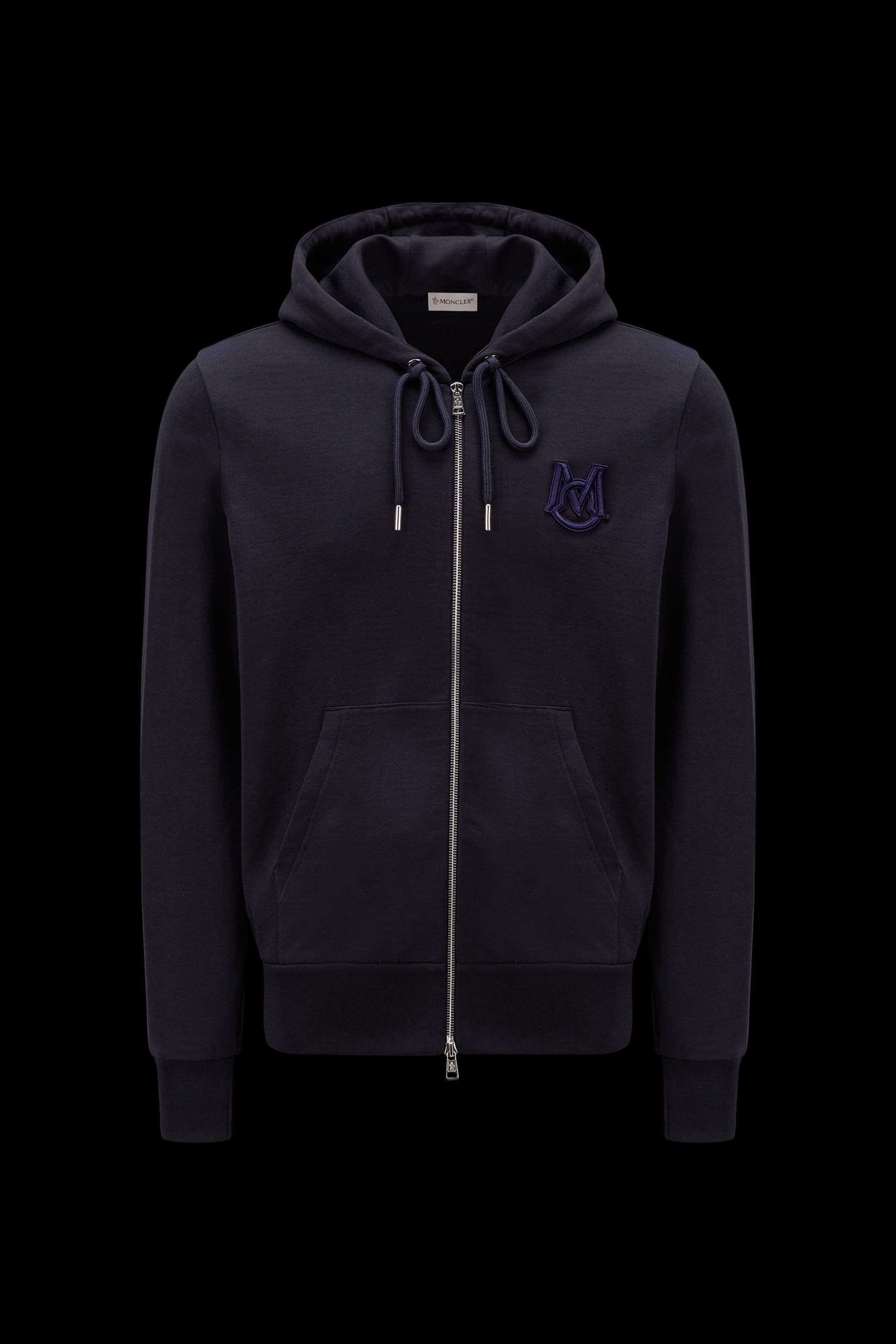 Moncler Monogram Zip-up Hoodie in Black for Men