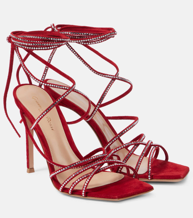 105 crystal-embellished suede sandals - 1