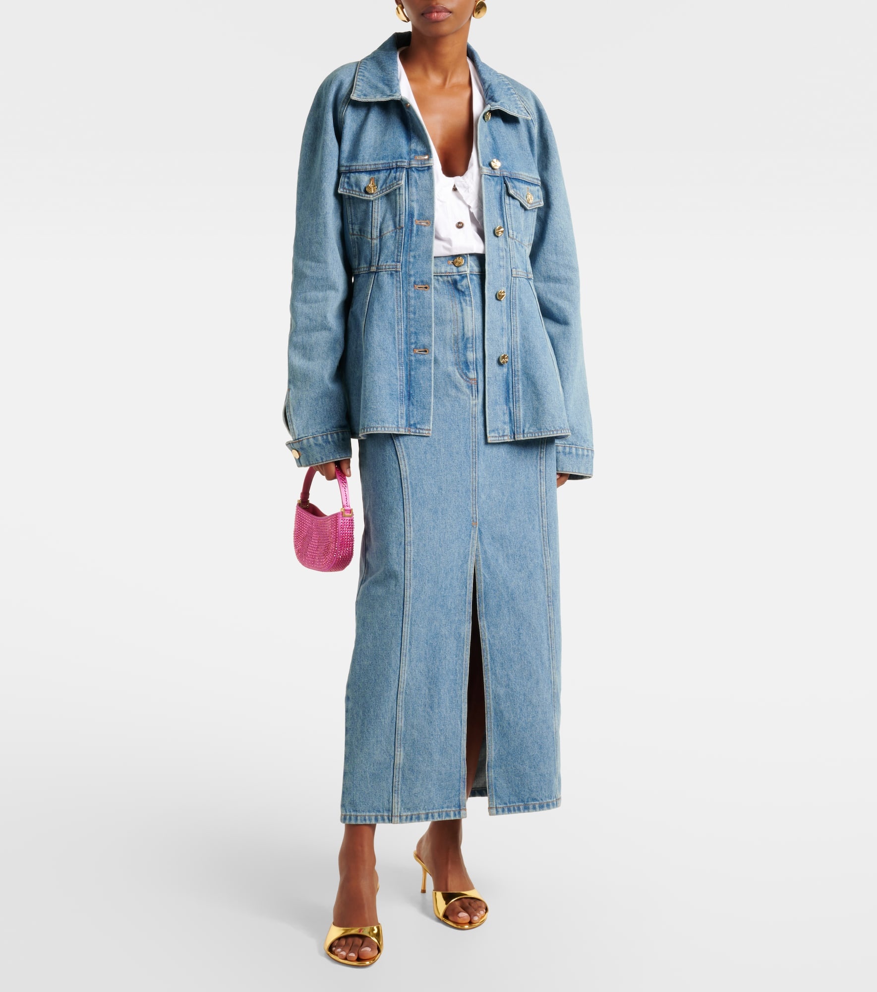 SKIRT NINA LONG DENIM スカート WITH RICCI SLIT