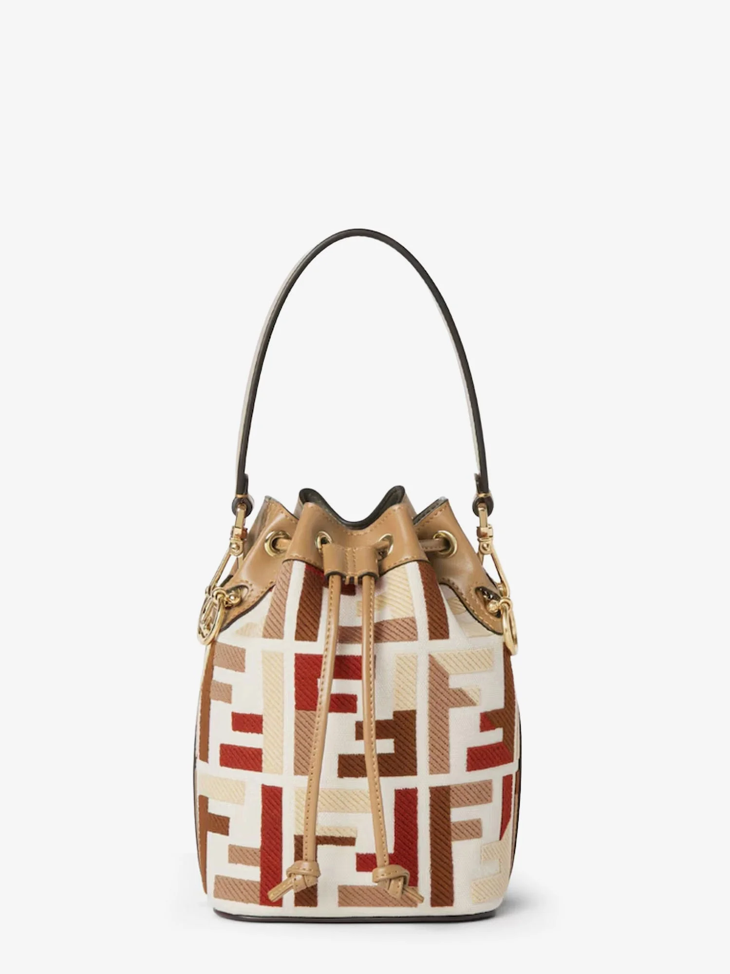 Fendi Mon Tresor Ff Jacquard Fabric And Leather Bucket Bag - 1