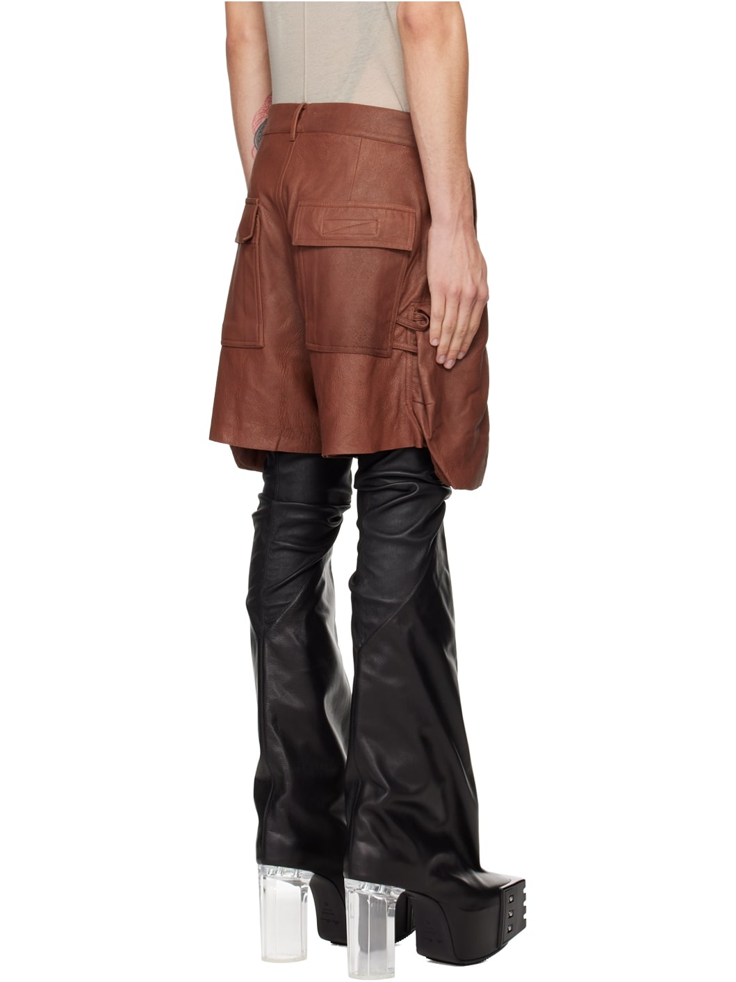 Brown Porterville Stefan Cargo Leather Shorts - 3