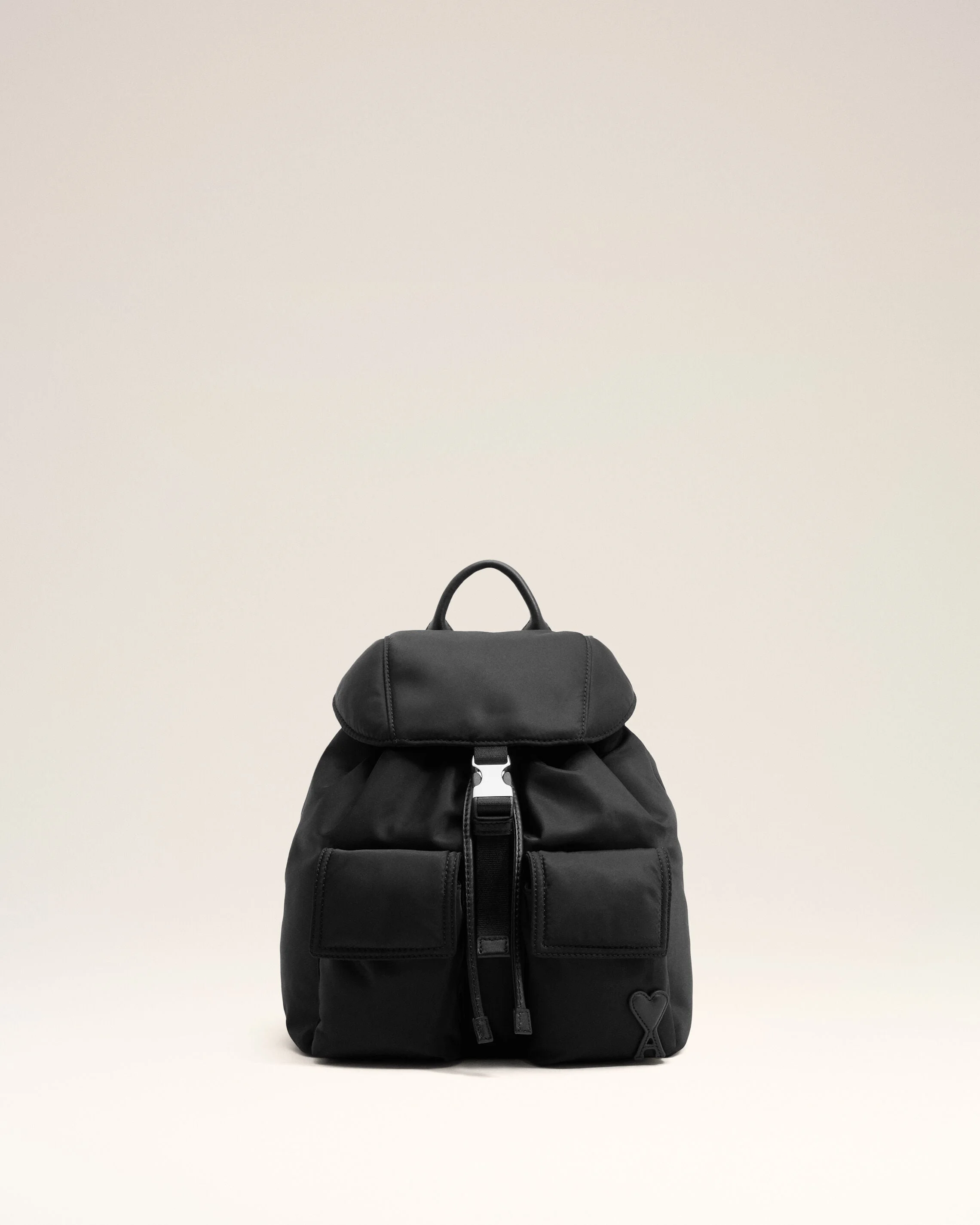 SMALL BLACK NYLON MARCEL FLAP BACKPACK - 1
