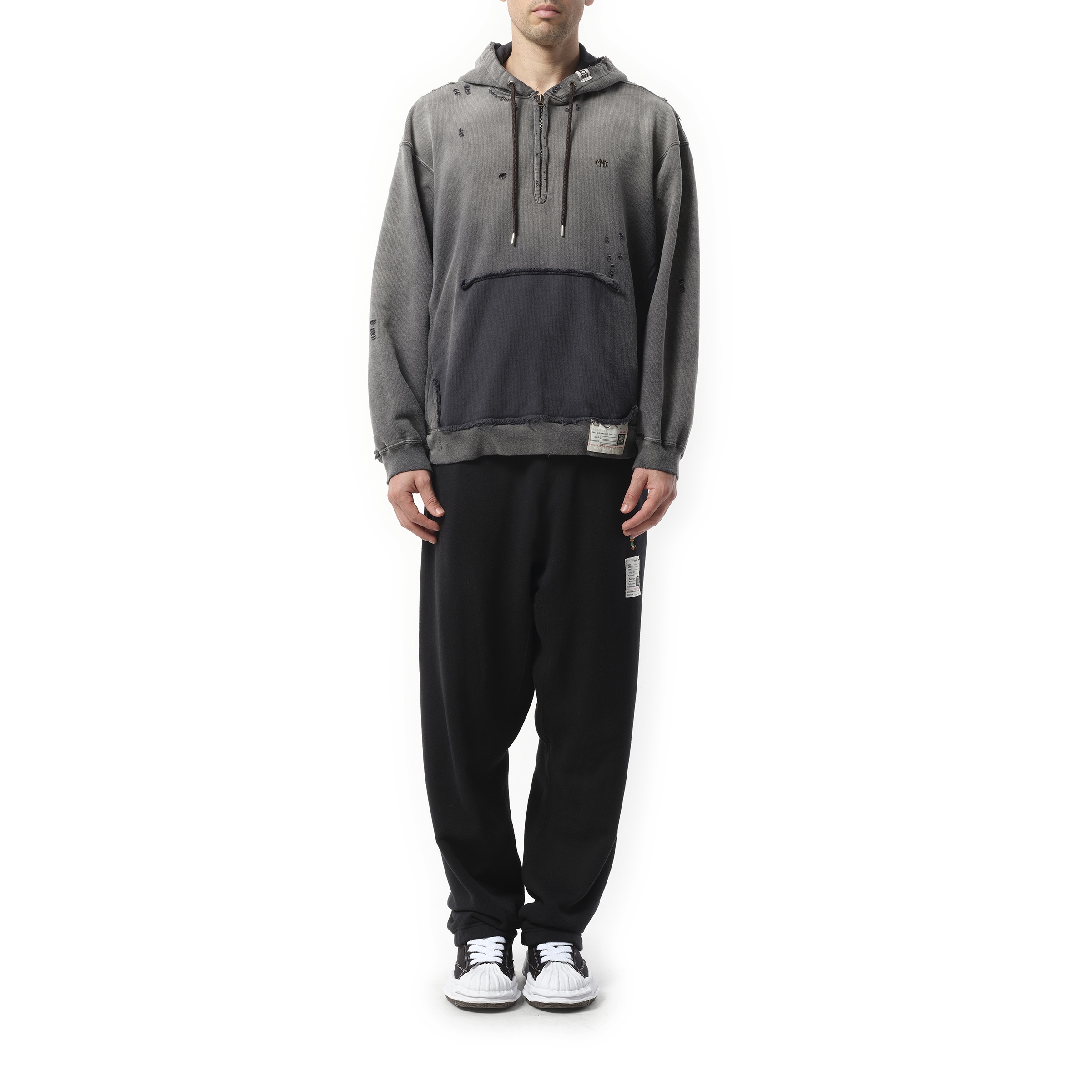 Sun Faded Half Zip Hoodie in Black - 4
