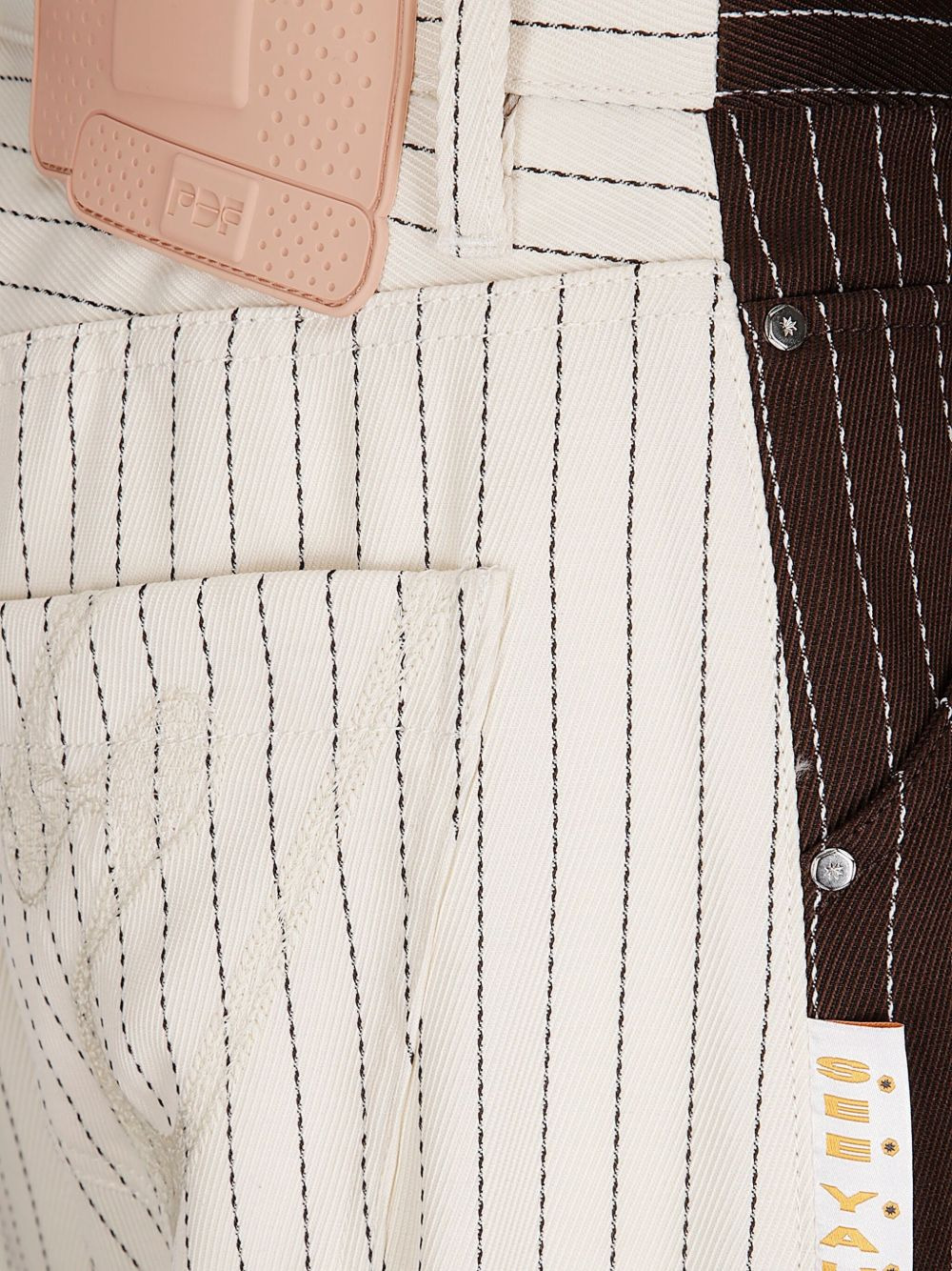 pinstripe colorblock trousers - 3