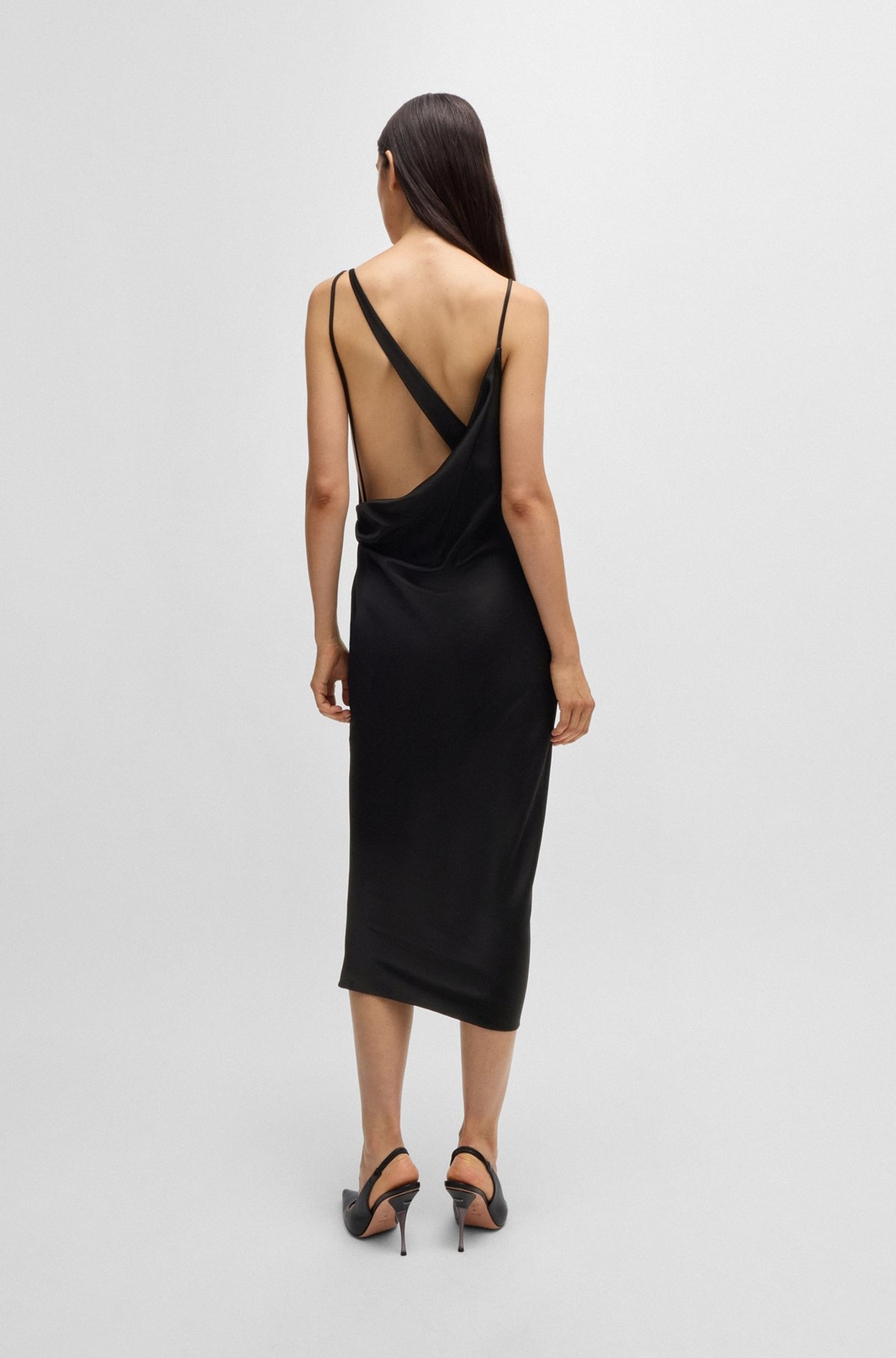NAOMI X BOSS COCKTAIL DRESS WITH ASYMMETRIC DRAPED NECKLINE - 4