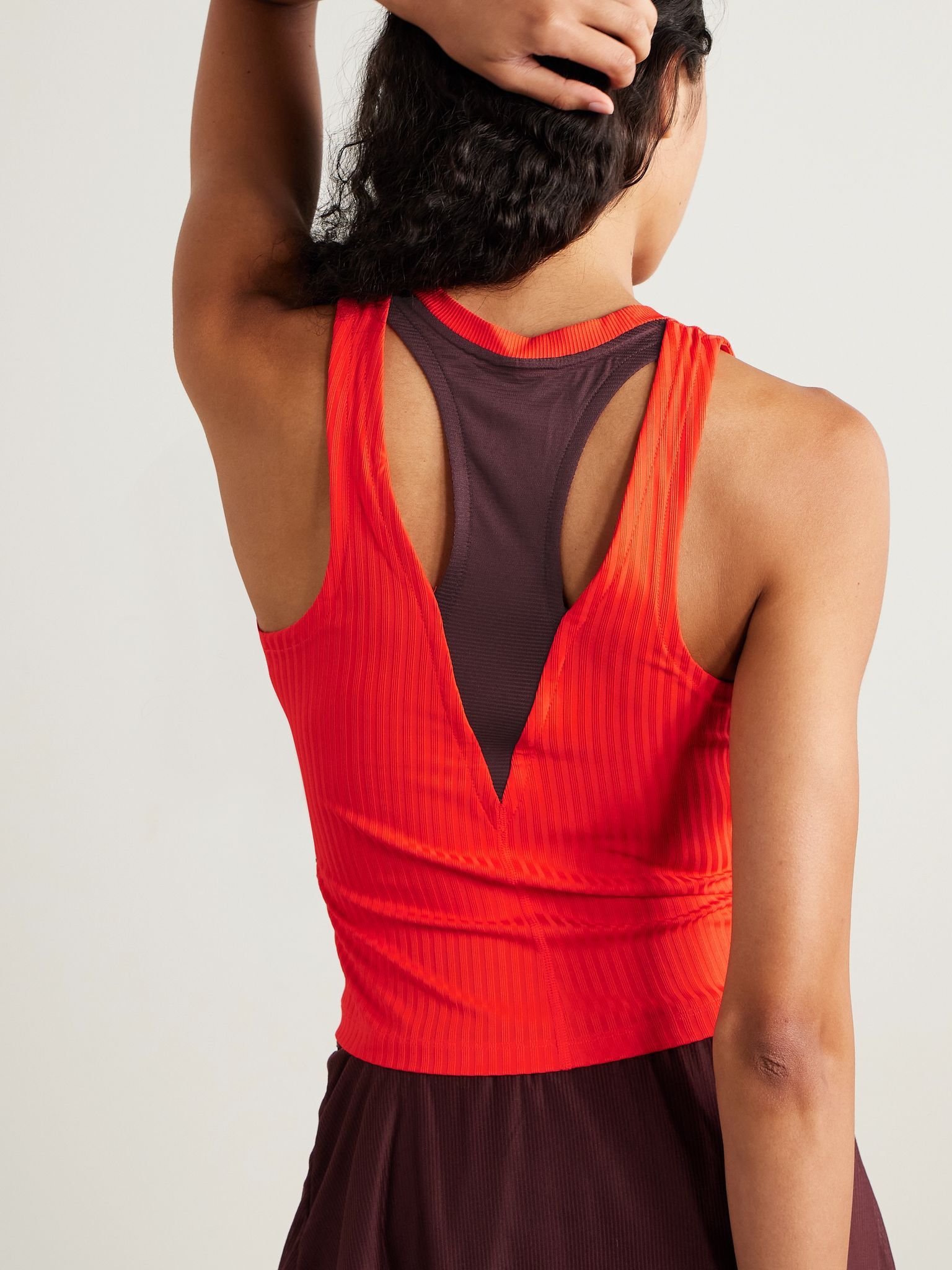 NikeCourt Slam cutout mesh-trimmed ribbed Dri-FIT tennis tank Red - 4
