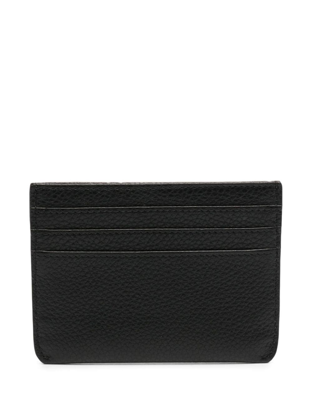 logo-embroidered leather card holder - 2