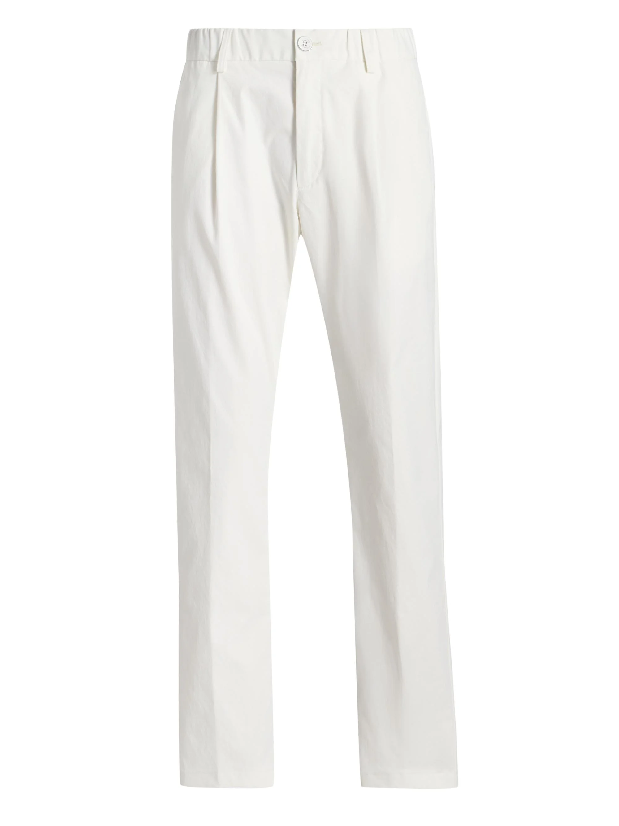 Men's Elasticized Waist Straight-Leg Pants - White - 1