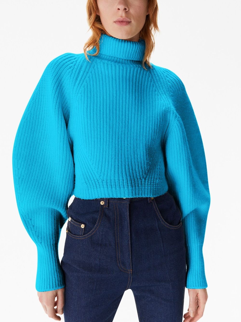 turtleneck chunky-ribbed jumper - 2