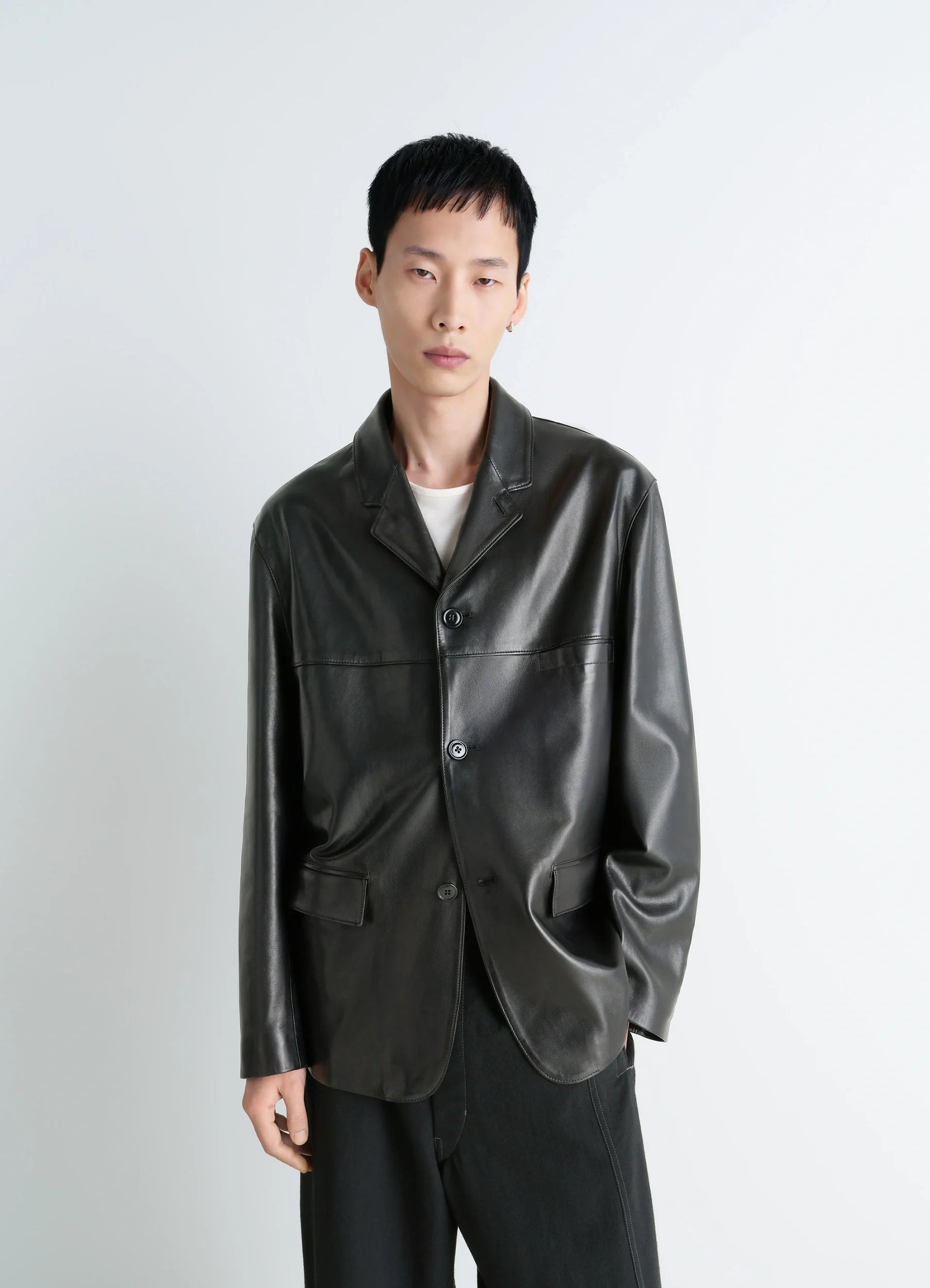 LEATHER SINGLE BREASTED JACKET - 2