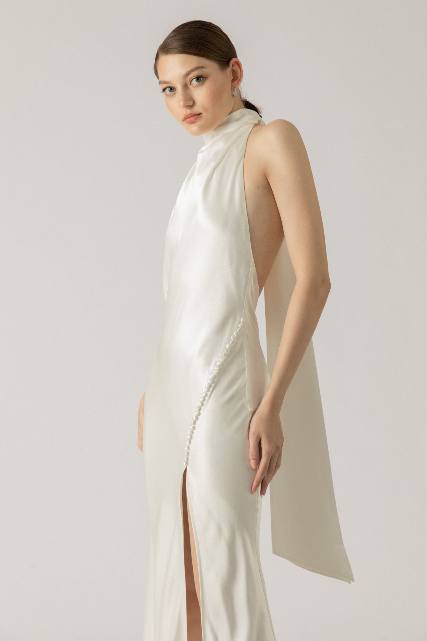 PENELOPE BACKLESS SATIN GOWN - 3