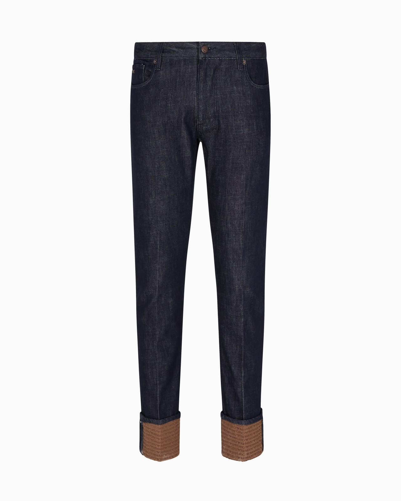 J06 SLIM-FIT JEANS IN RINSED STRETCH DENIM WITH LOGO TURN-UPS - 1