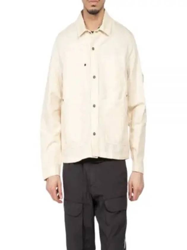 Cotton Linen Over Long Sleeve Shirt Beige - 2