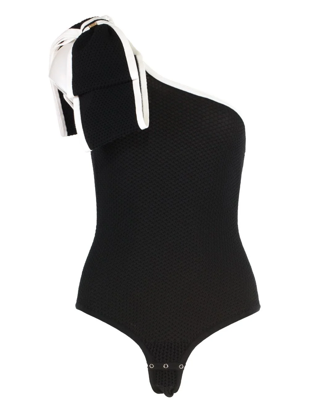 one-shoulder textured bodysuit - 1