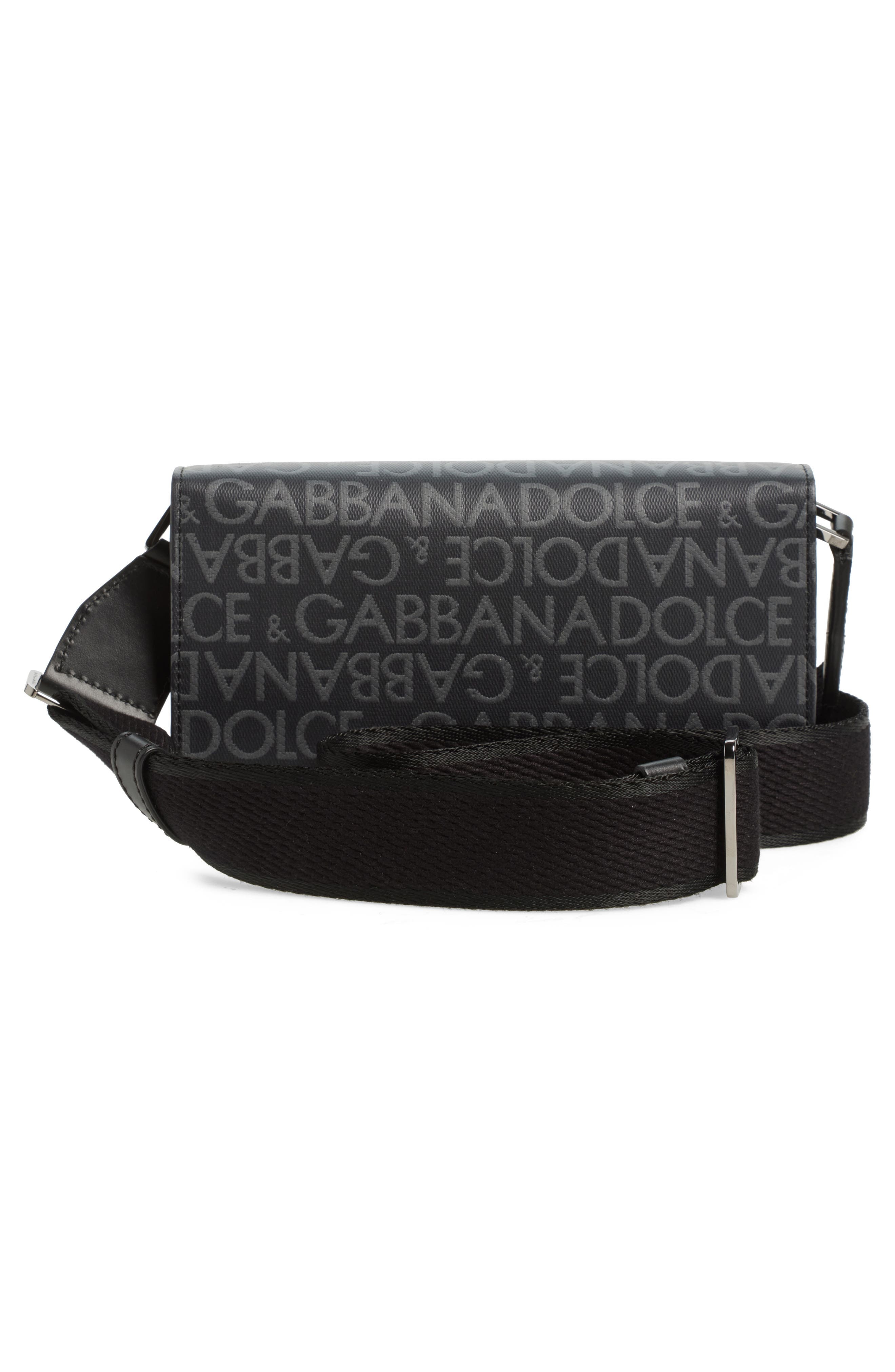 Dolce&Gabbana Logo Coated Jacquard Crossbody Bag in 8B969 Nero/Grigio at Nordstrom - 2