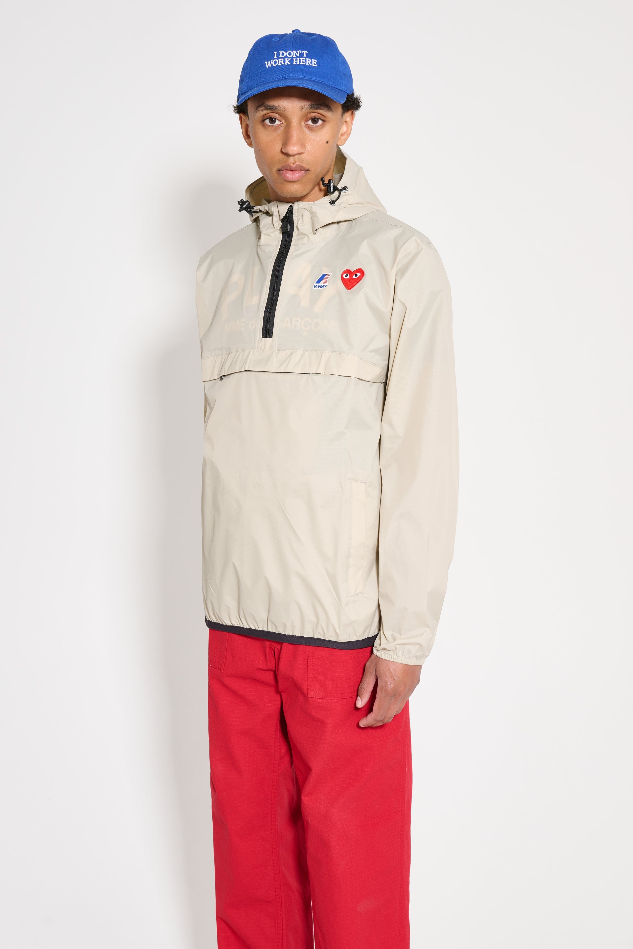 COMME DES GARÇONS PLAY X K-WAY LEON HALF ZIP JACKET BEIGE - 2