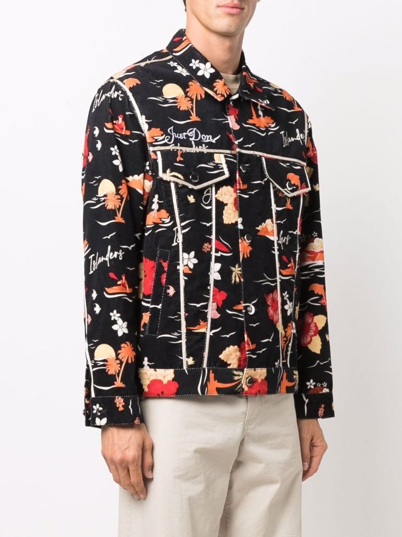 embroidered-logo floral-print jacket - 3