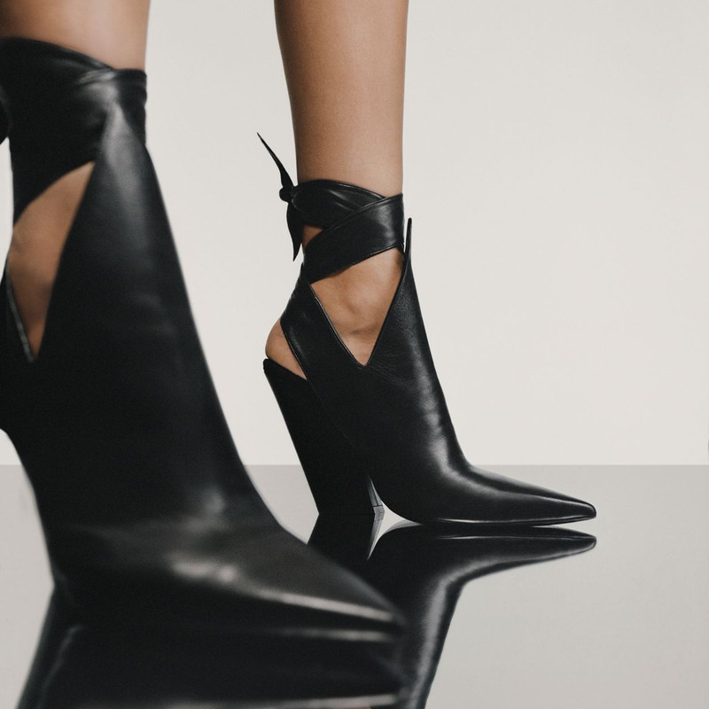 Tie Detail Leather Point-toe Mules 3