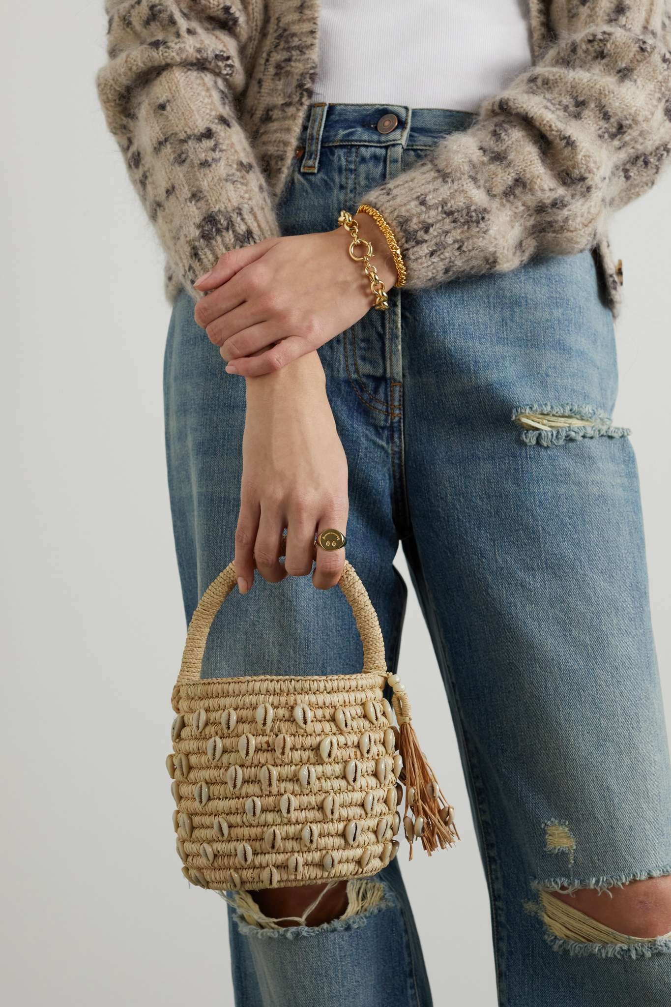 Irie shell-embellished woven straw tote - 2