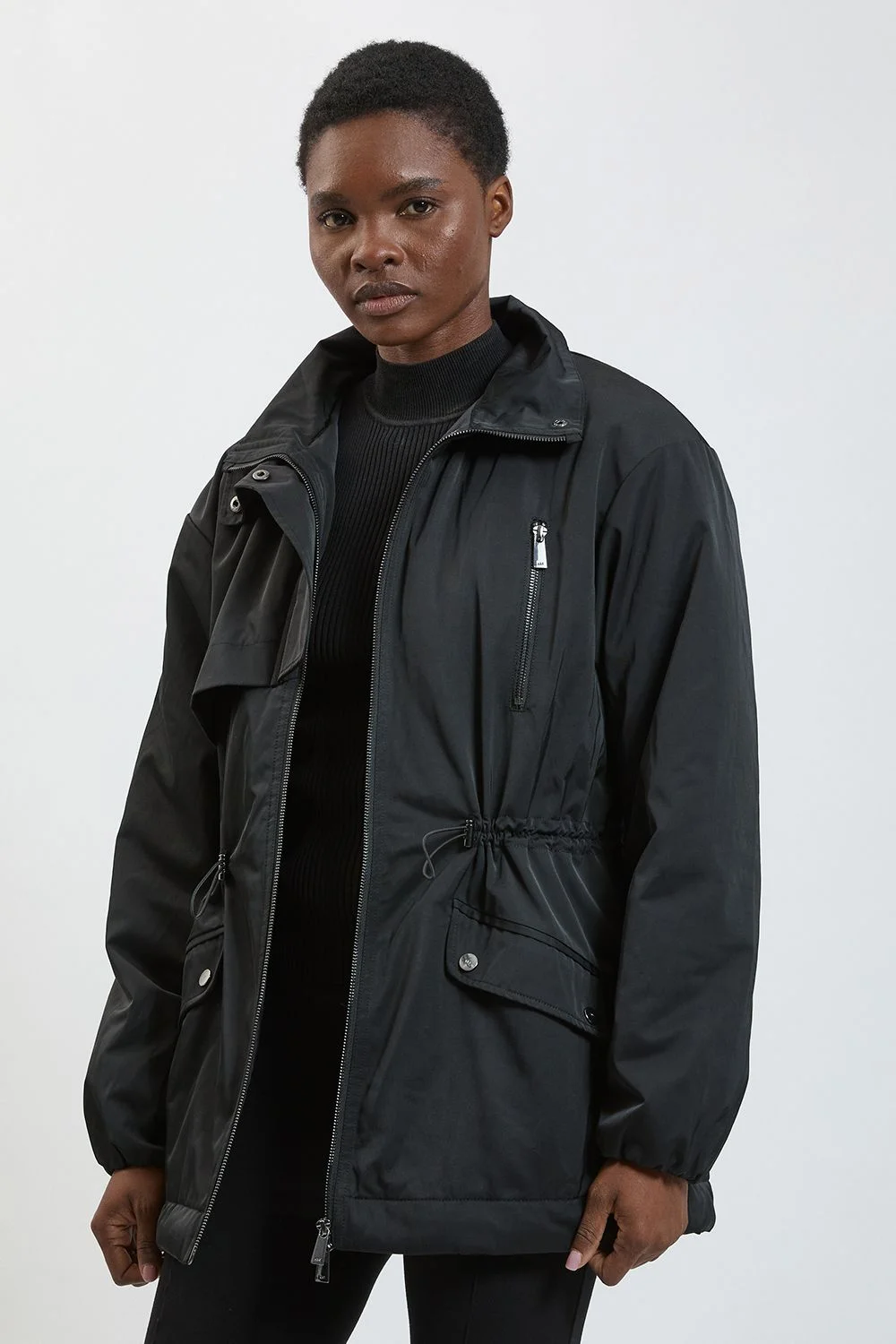 Padded Cinched Trench Coat - 1