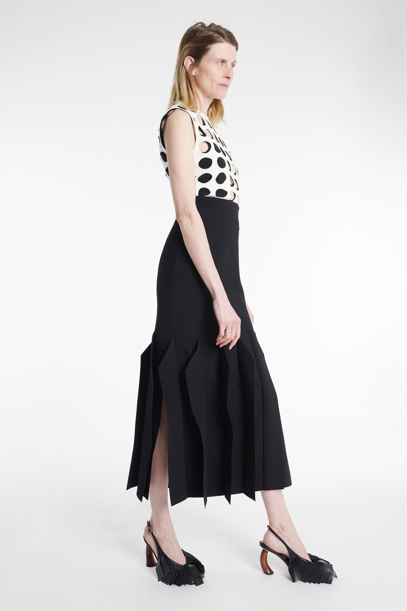 MIDI LENGTH SKIRT WITH HEM PANEL DETAIL BLACK 6