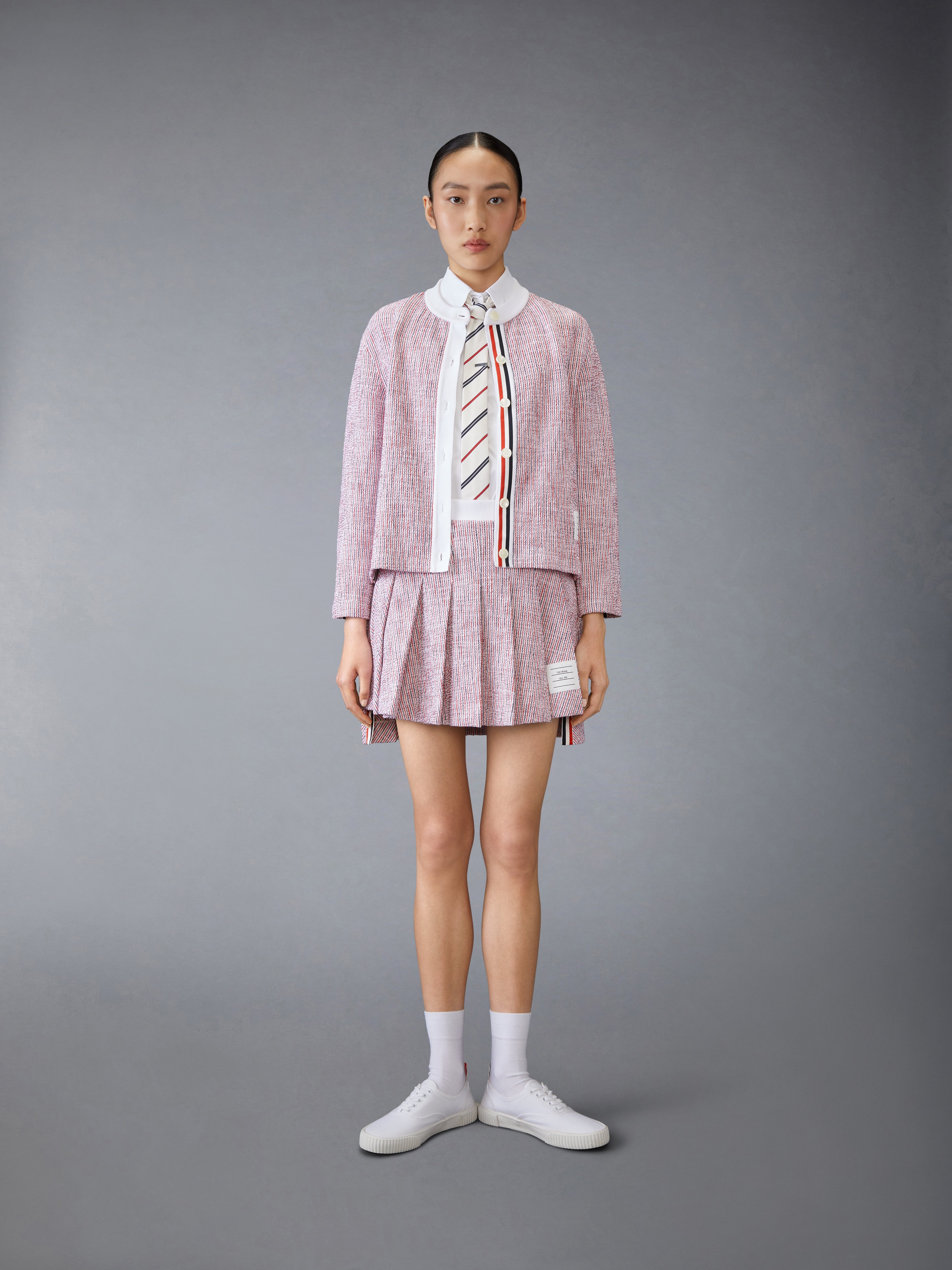 COTTON TWEED CREW NECK CARDIGAN - 4