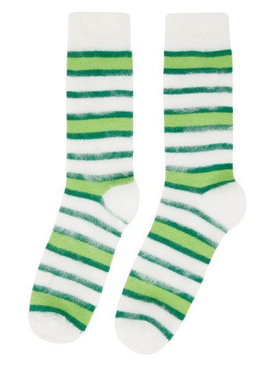 Marni SSENSE Exclusive White & Green Socks outlook