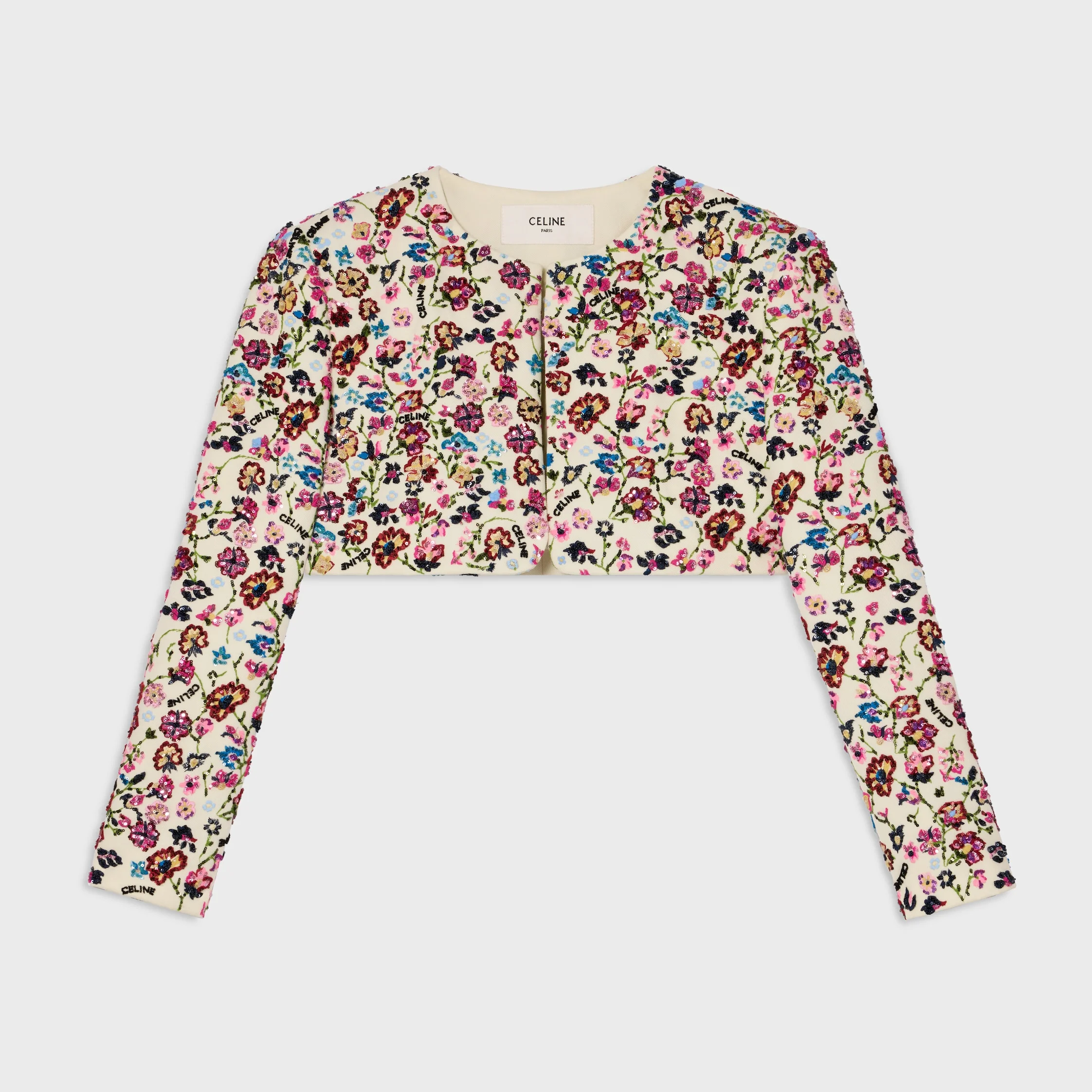 embroidered bolero jacket IN DIAGONAL WOOL - 1