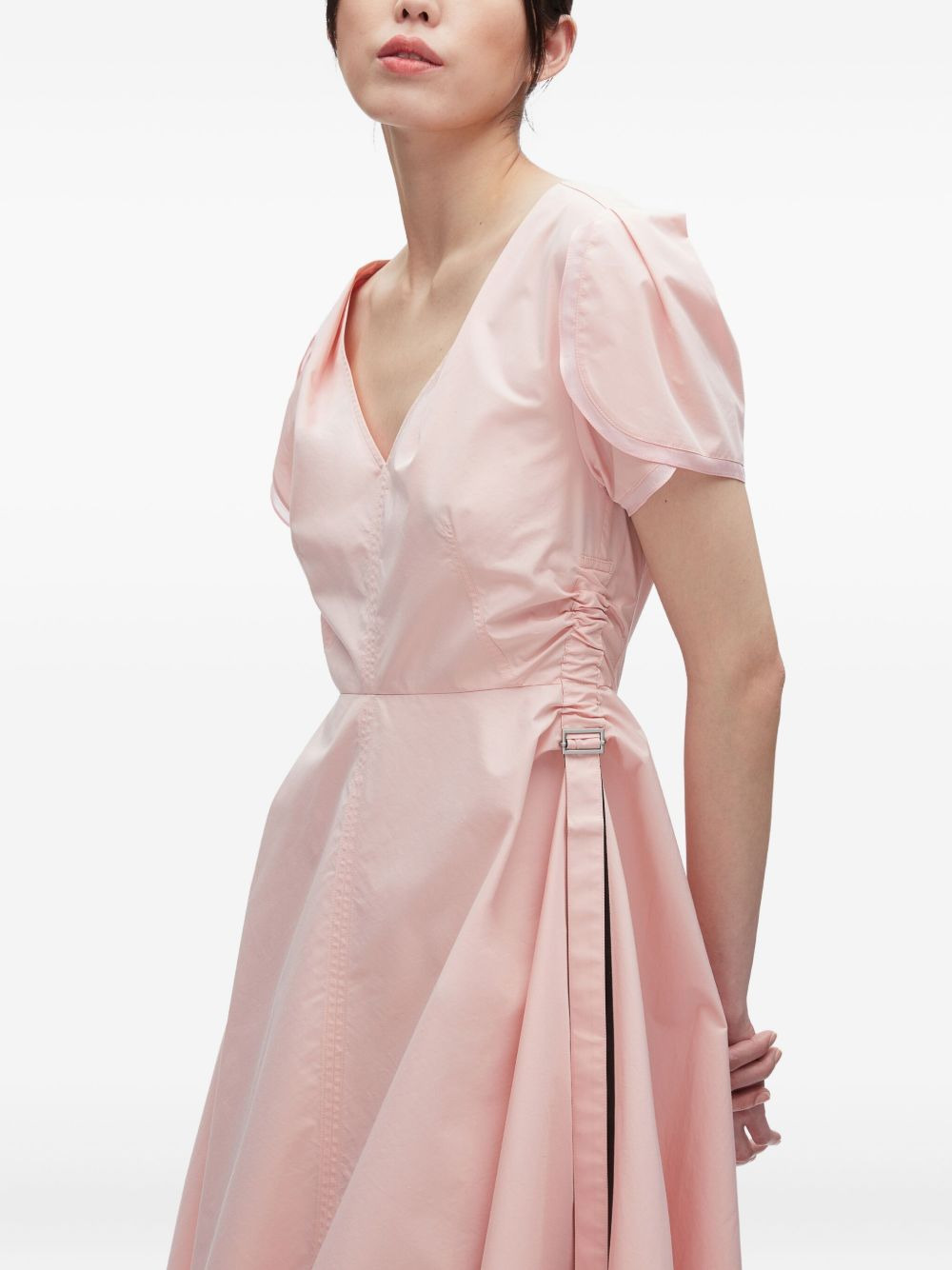 puff-sleeve drawstring dress - 5