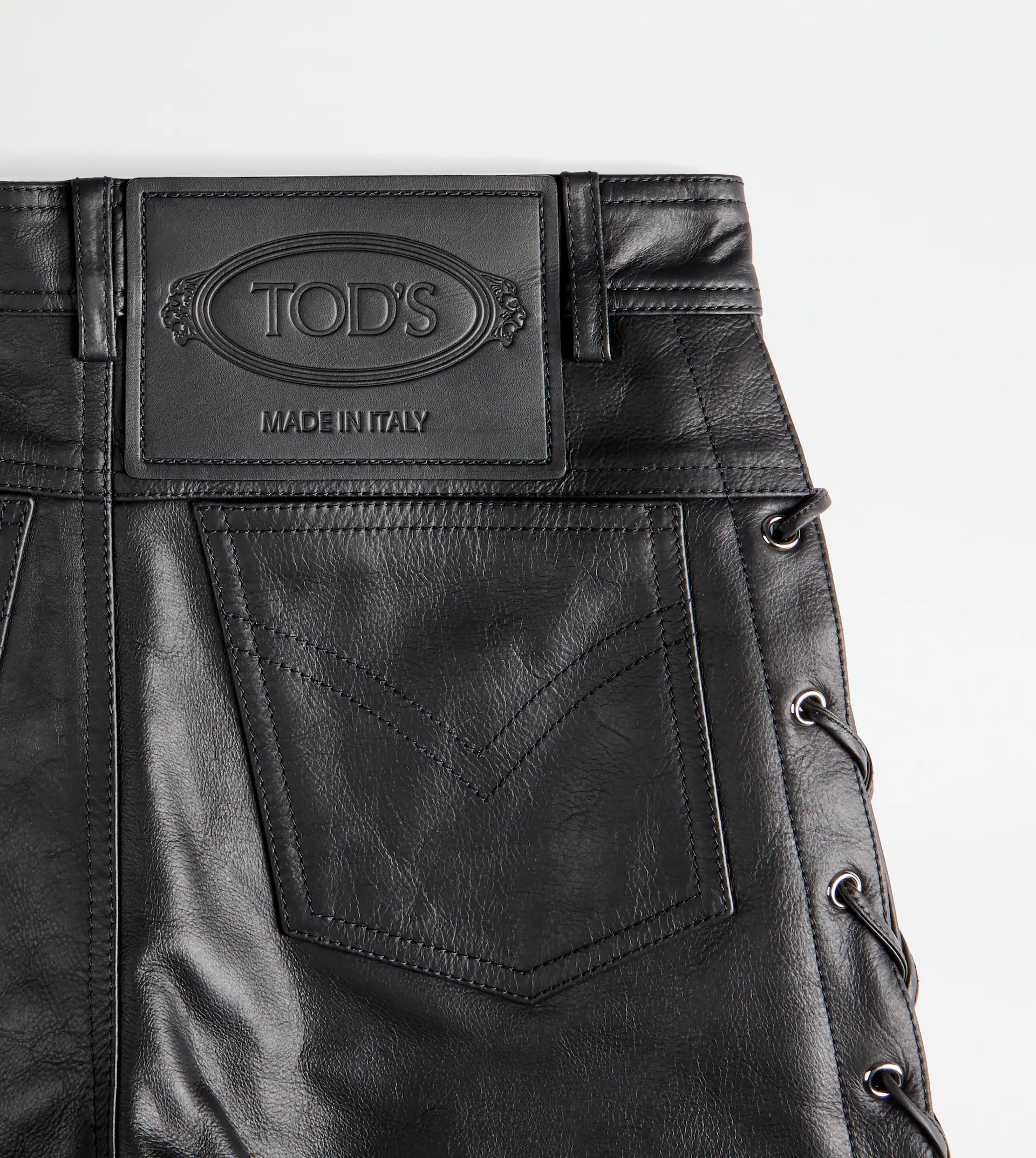 TOD'S TROUSERS IN LEATHER - BLACK - 9