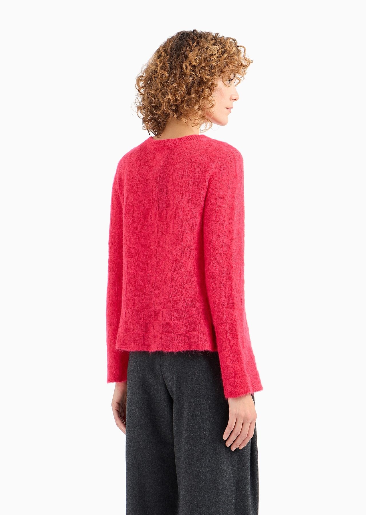 Seamless alpaca jumper with a check motif - 3
