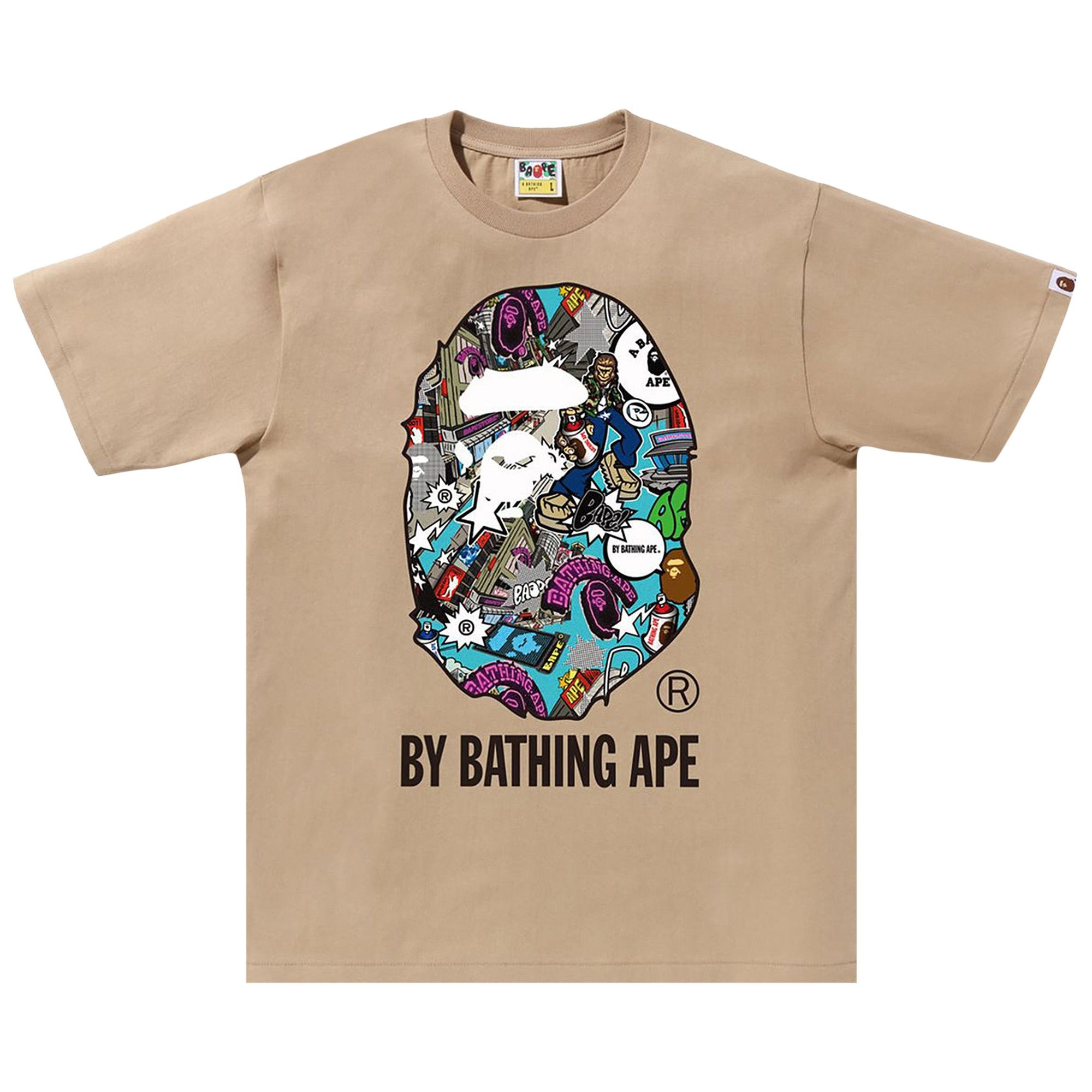 BAPE Comic Art Ape Head Tee 'Beige' - 1